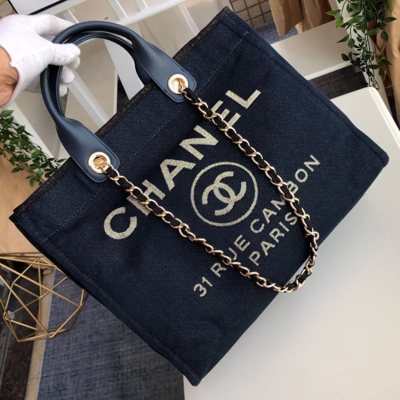CHL Deauville Tote Canvas Bag Dark Blue For Wom14.9in/38cm - Image 3