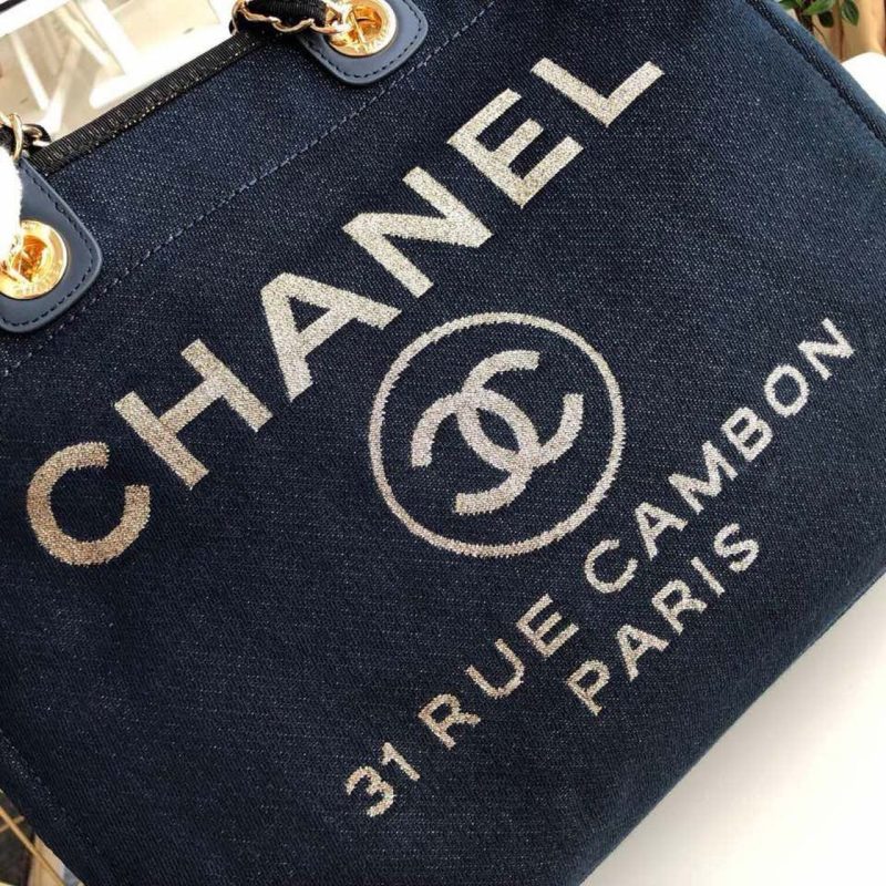 CHL Deauville Tote Canvas Bag Dark Blue For Wom14.9in/38cm - Image 6