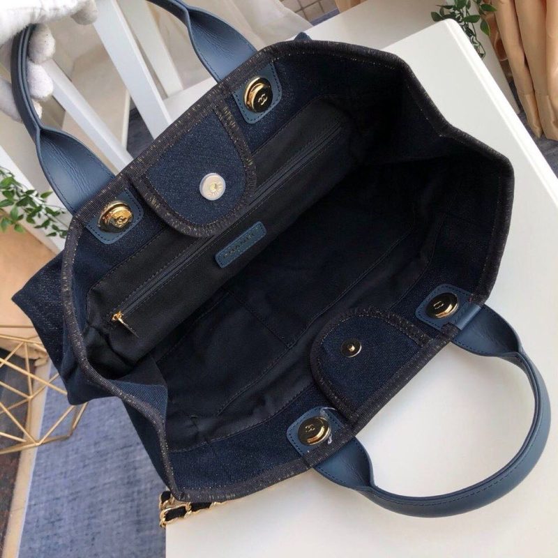 CHL Deauville Tote Canvas Bag Dark Blue For Wom14.9in/38cm - Image 9