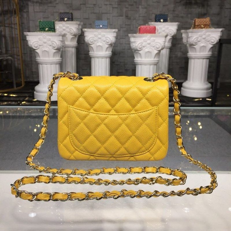 CHLMini Flap Bag Caviar Yellow For Women, Women’s Bags, Shoulder And Crossbody Bags 6.7in/17cm A35200 - Image 4