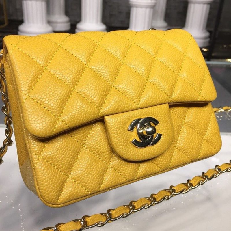 CHLMini Flap Bag Caviar Yellow For Women, Women’s Bags, Shoulder And Crossbody Bags 6.7in/17cm A35200 - Image 10