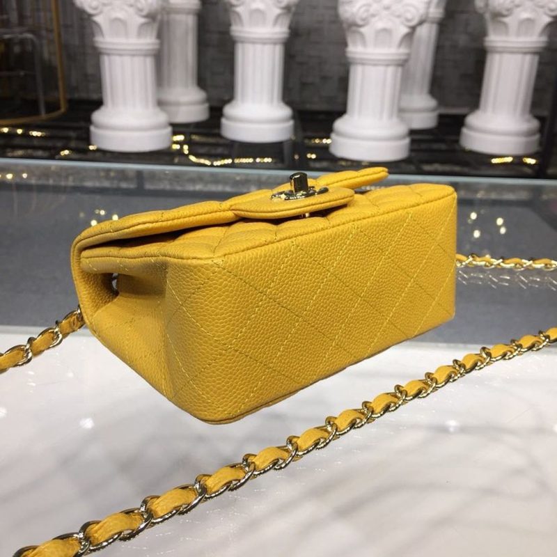 CHLMini Flap Bag Caviar Yellow For Women, Women’s Bags, Shoulder And Crossbody Bags 6.7in/17cm A35200 - Image 6