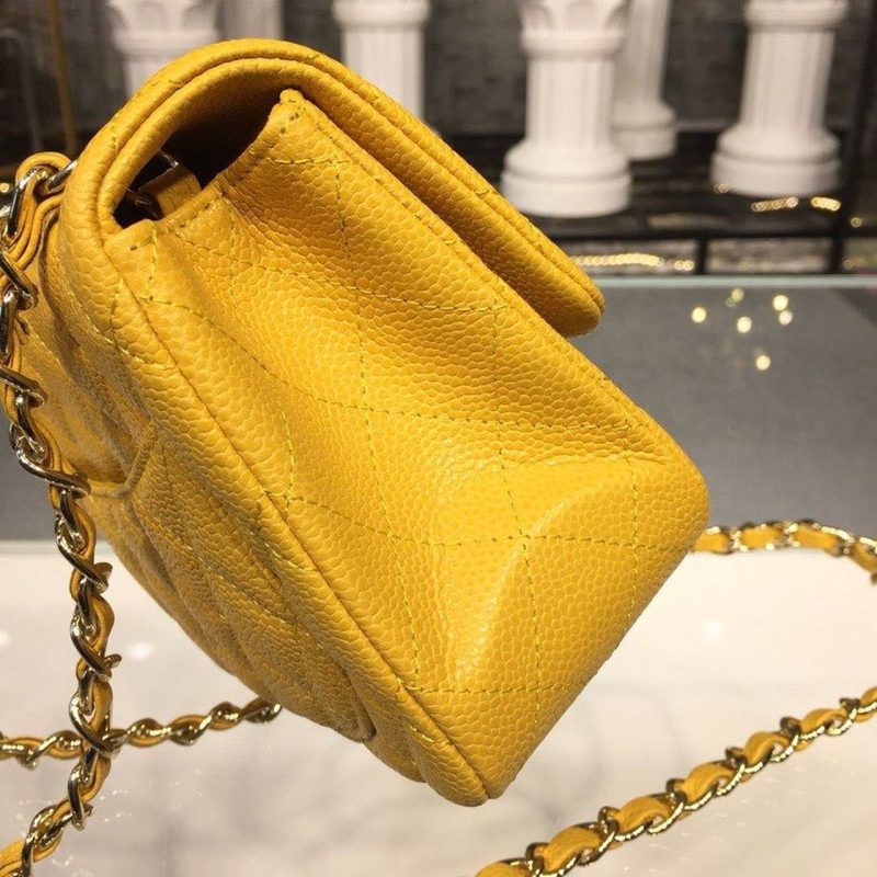 CHLMini Flap Bag Caviar Yellow For Women, Women’s Bags, Shoulder And Crossbody Bags 6.7in/17cm A35200 - Image 9