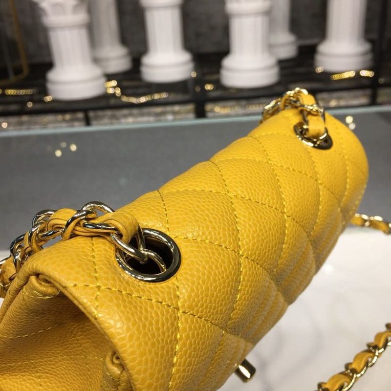 CHLMini Flap Bag Caviar Yellow For Women, Women’s Bags, Shoulder And Crossbody Bags 6.7in/17cm A35200 - Image 7