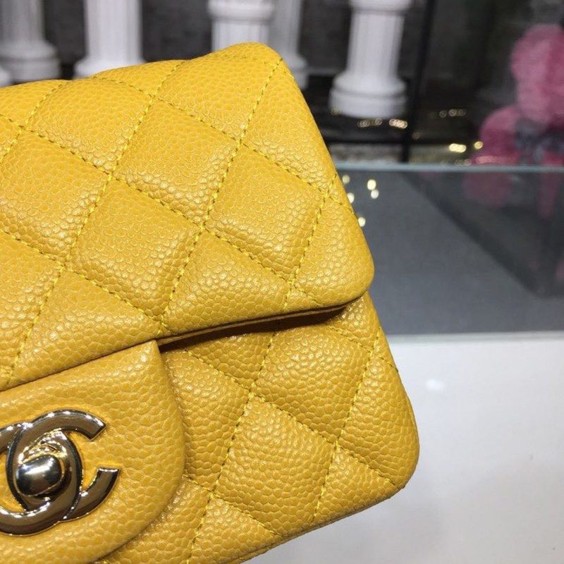 CHLMini Flap Bag Caviar Yellow For Women, Women’s Bags, Shoulder And Crossbody Bags 6.7in/17cm A35200 - Image 16
