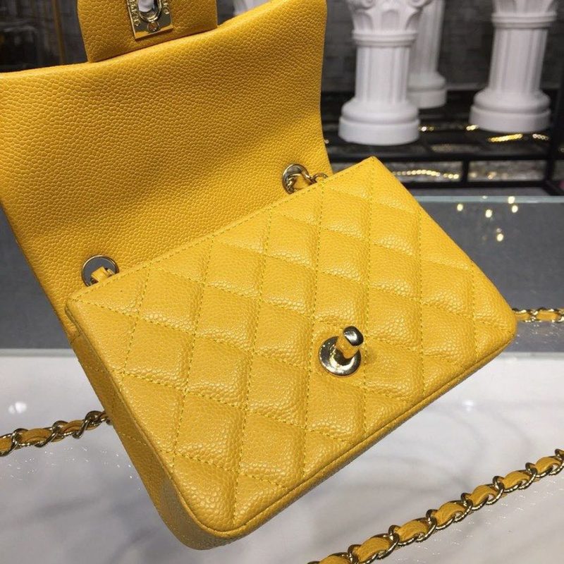 CHLMini Flap Bag Caviar Yellow For Women, Women’s Bags, Shoulder And Crossbody Bags 6.7in/17cm A35200 - Image 13