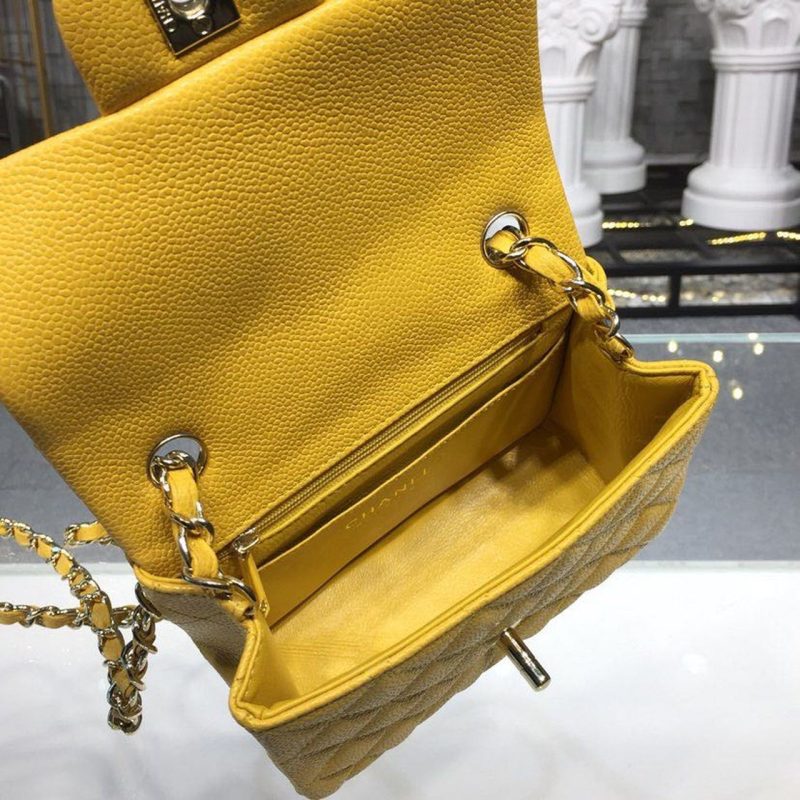 CHLMini Flap Bag Caviar Yellow For Women, Women’s Bags, Shoulder And Crossbody Bags 6.7in/17cm A35200 - Image 15