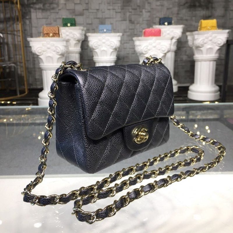 CHLMini Flap Bag Caviar Black For Women, Women’s Bags, Shoulder And Crossbody Bags 6.7in/17cm A35200 - Image 3