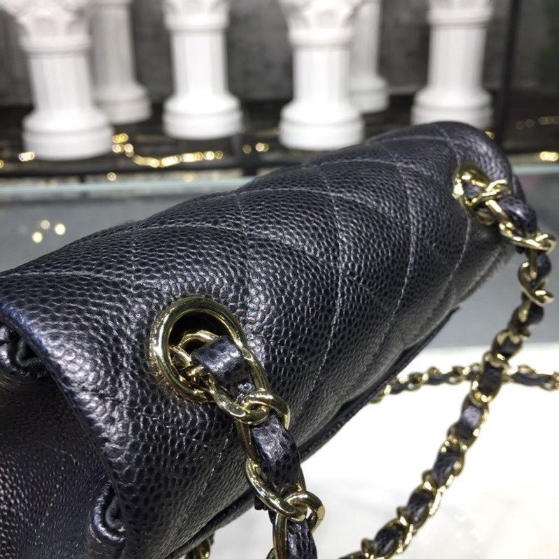CHLMini Flap Bag Caviar Black For Women, Women’s Bags, Shoulder And Crossbody Bags 6.7in/17cm A35200 - Image 4