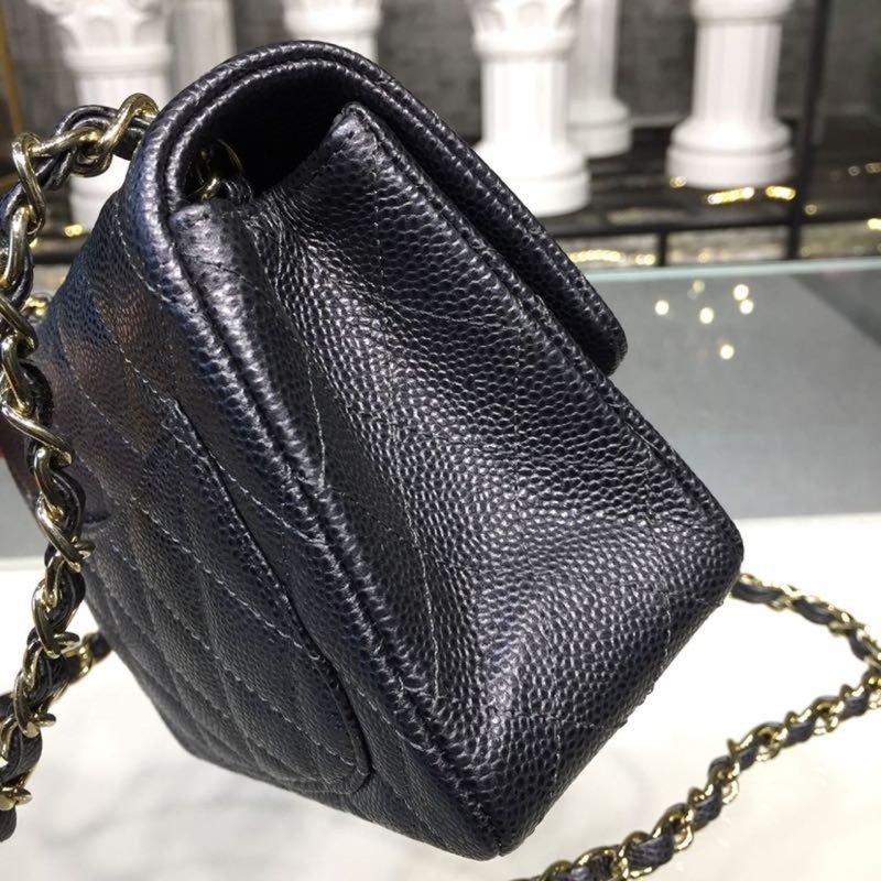 CHLMini Flap Bag Caviar Black For Women, Women’s Bags, Shoulder And Crossbody Bags 6.7in/17cm A35200 - Image 12