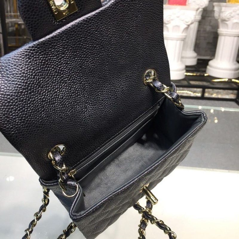 CHLMini Flap Bag Caviar Black For Women, Women’s Bags, Shoulder And Crossbody Bags 6.7in/17cm A35200 - Image 15