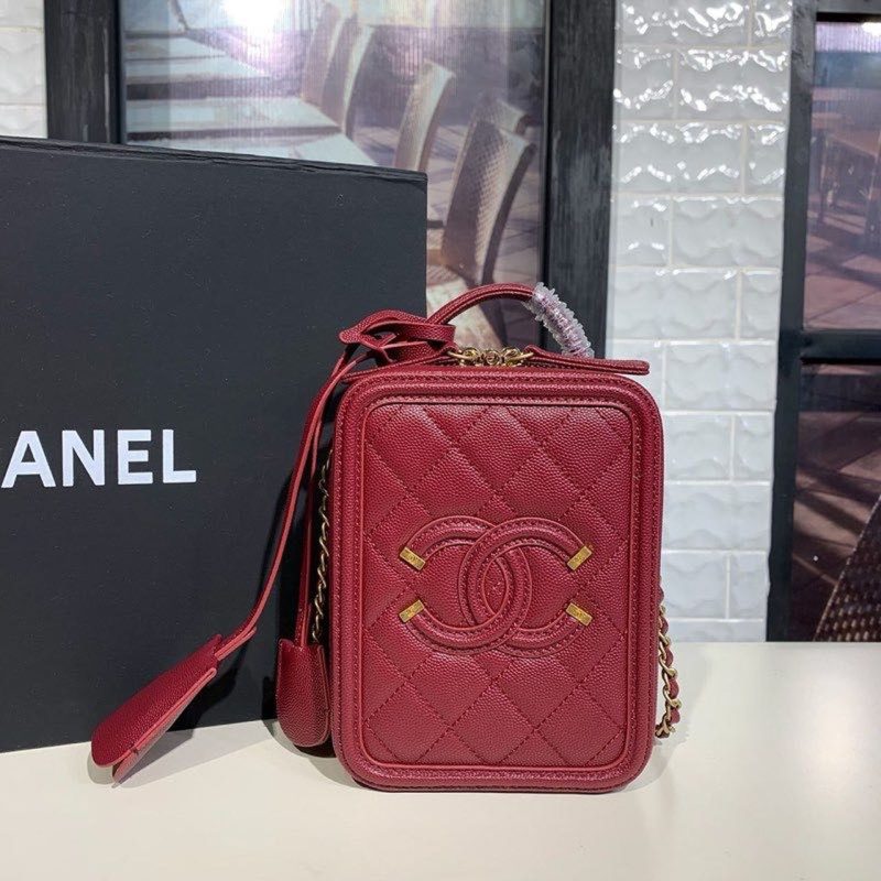 CHL Filigree Vertical Vanity Case Bag Burgundy For Women, Women’s Handbags, Shoulder And Crossbody Bags 6.7in/17cm - Image 2