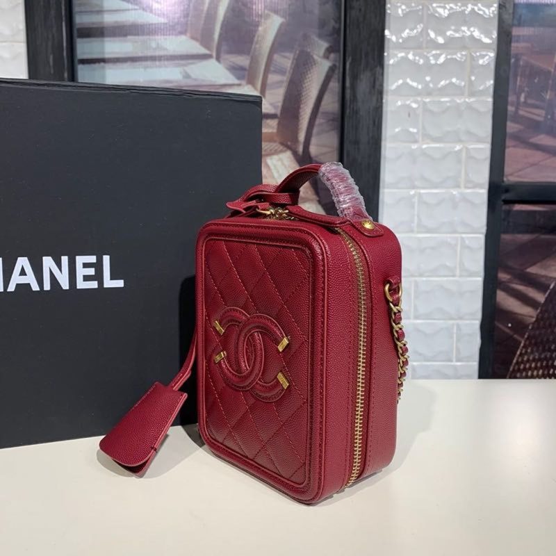 CHL Filigree Vertical Vanity Case Bag Burgundy For Women, Women’s Handbags, Shoulder And Crossbody Bags 6.7in/17cm - Image 4