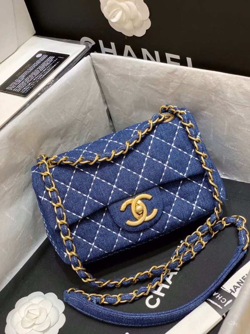 CHL Flap Bag Denim Blue For Women, Women’s Handbags, Shoulder And Crossbody Bags 10.2in/26cm AS1328 B01897 N5398 - Image 3
