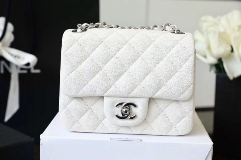 CHL Classic Mini Flap Bag Silver Hardware White For Wom6.6in/17cm A35200 - Image 2