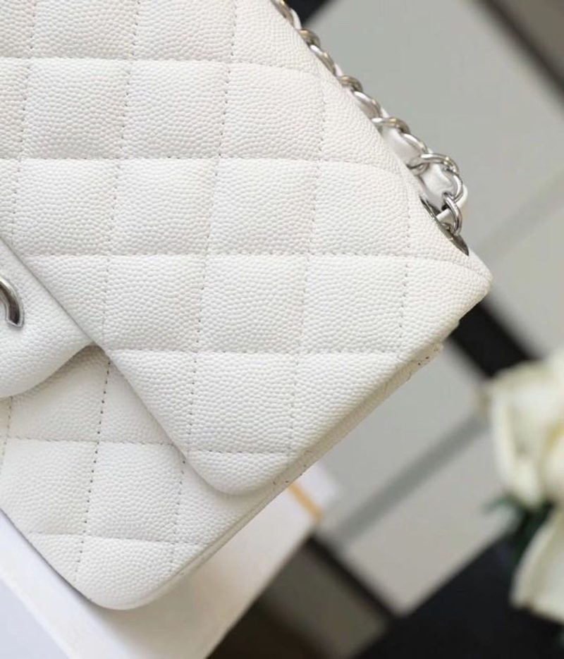 CHL Classic Mini Flap Bag Silver Hardware White For Wom6.6in/17cm A35200 - Image 7