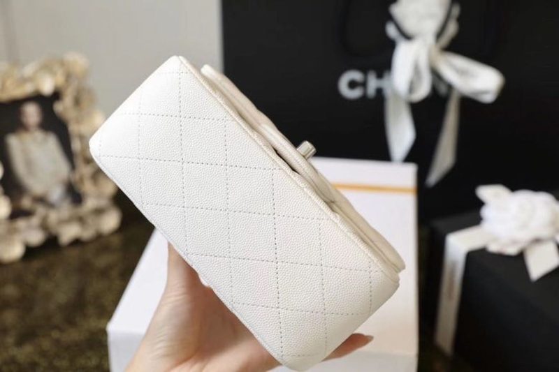 CHL Classic Mini Flap Bag Silver Hardware White For Wom6.6in/17cm A35200 - Image 6