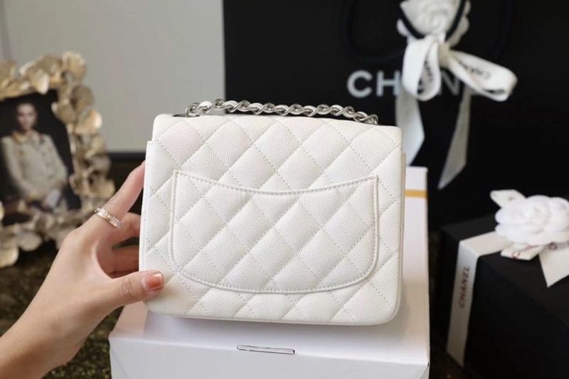 CHL Classic Mini Flap Bag Silver Hardware White For Wom6.6in/17cm A35200 - Image 8