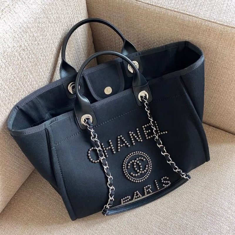 CHL Large Deauville Pearl Tote Bag Black For Women, Women’s Handbags, Shoulder Bags 15in/38cm A66941 - Image 13