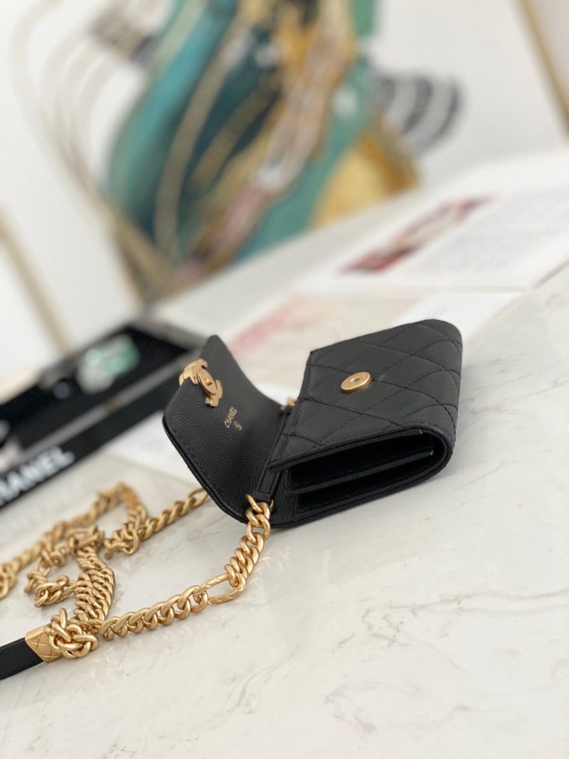 CHLMini Flap Bag Gold Toned Hardware Black For Wom4.7in/12cm - Image 5
