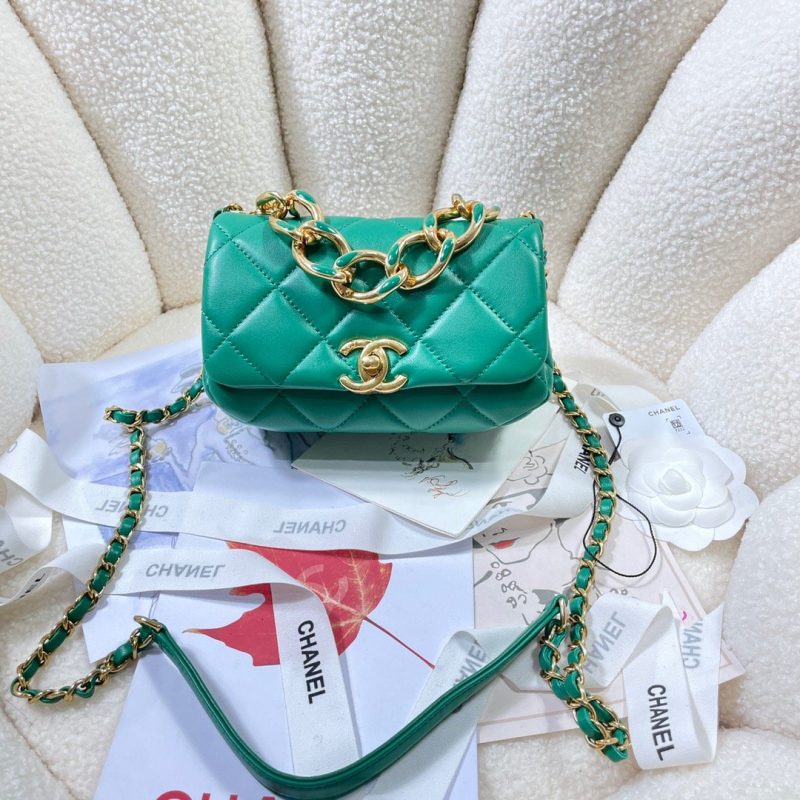 CHLMini Flap Bag Gold Hardware GreFor Women, Women’s Handbags, Shoulder Bags 6.7in/17cm AS3365