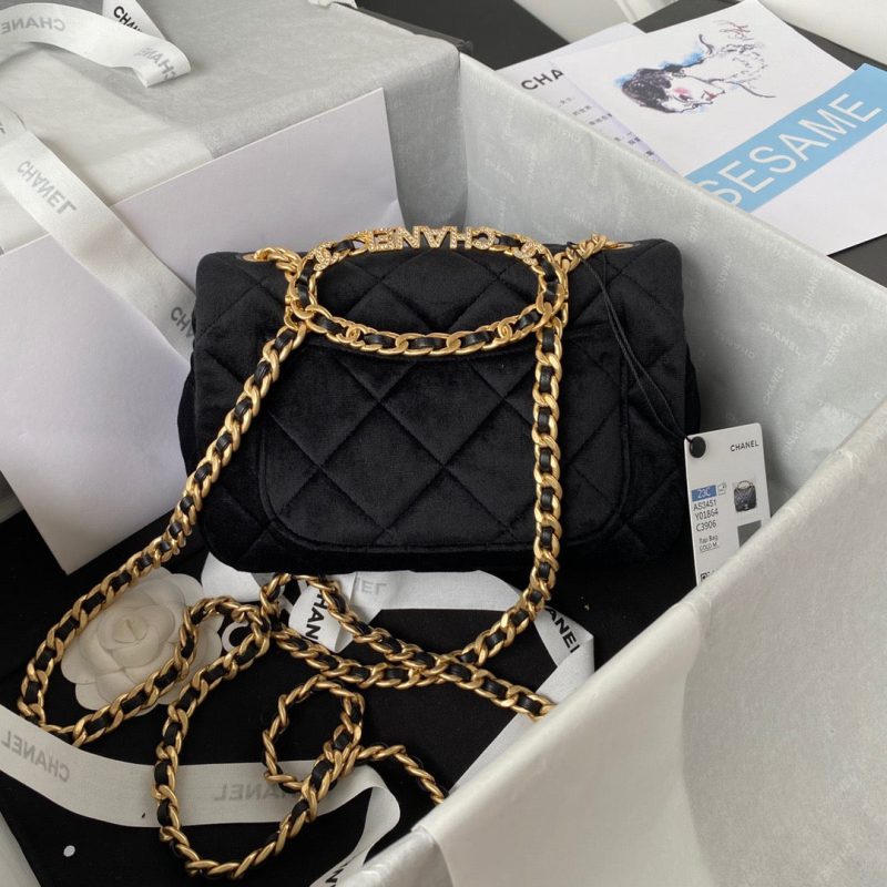CHL Flap Bag Gold Hardware Black For Women, Women’s Handbags, Shoulder Bags 9.4in/24cm AS3451 - Image 9