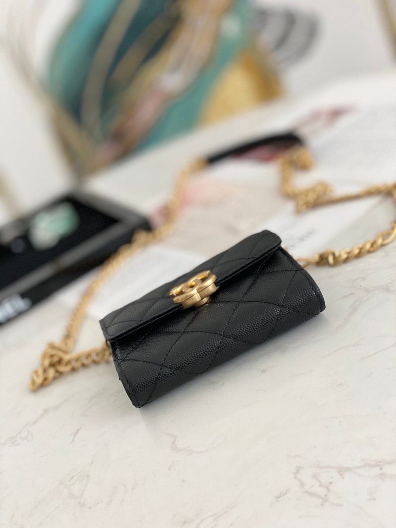 CHLMini Flap Bag Gold Toned Hardware Black For Wom4.7in/12cm - Image 4