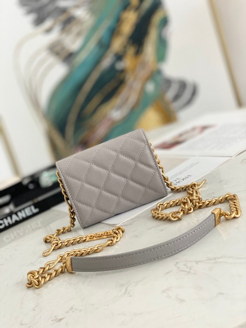 CHLMini Flap Bag Gold Toned Hardware Grey For Wom4.7in/12cm - Image 4