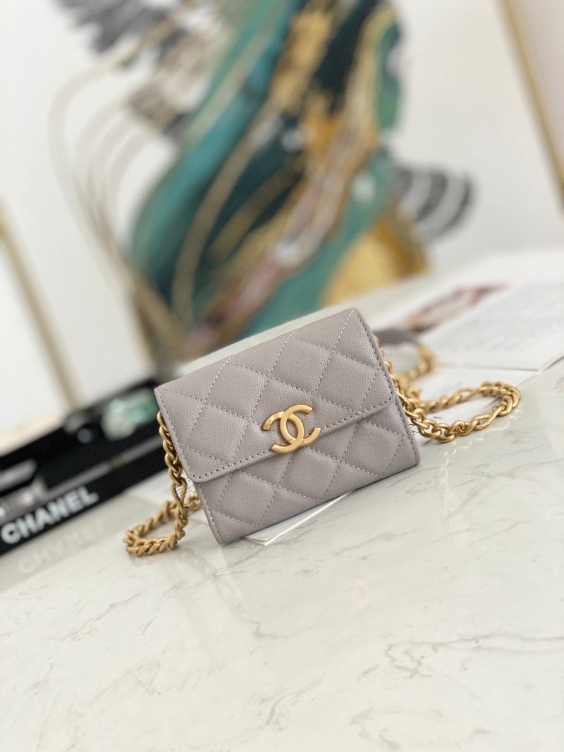 CHLMini Flap Bag Gold Toned Hardware Grey For Wom4.7in/12cm