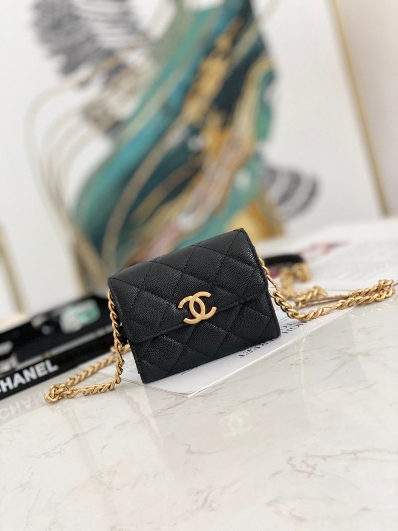 CHLMini Flap Bag Gold Toned Hardware Black For Wom4.7in/12cm