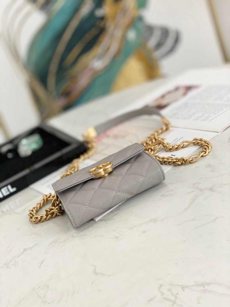 CHLMini Flap Bag Gold Toned Hardware Grey For Wom4.7in/12cm - Image 2