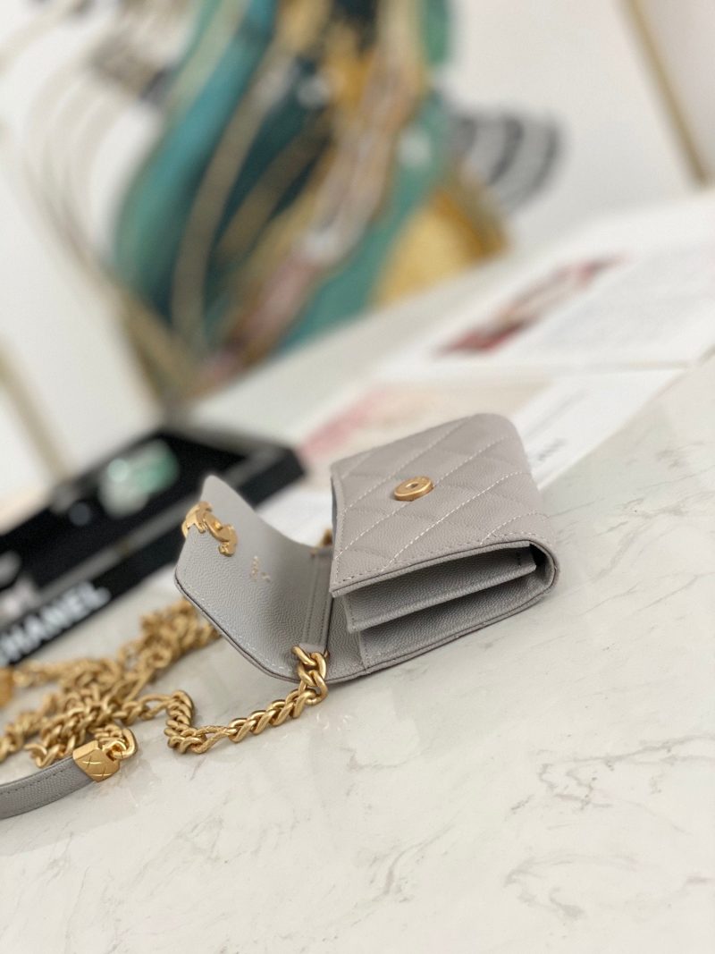 CHLMini Flap Bag Gold Toned Hardware Grey For Wom4.7in/12cm - Image 5