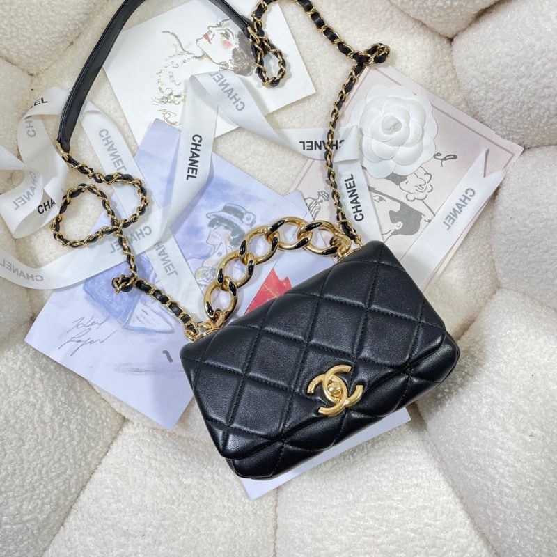 CHLMini Flap Bag Gold Hardware Black For Women, Women’s Handbags, Shoulder Bags 6.7in/17cm AS3365 - Image 9
