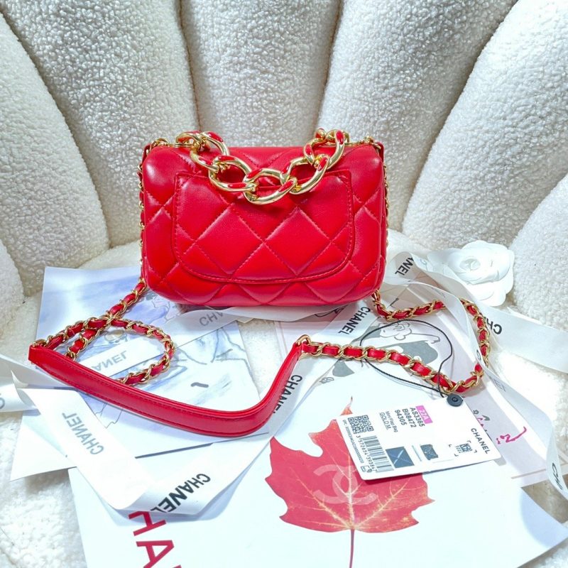 CHLMini Flap Bag Gold Hardware Red For Women, Women’s Handbags, Shoulder Bags 6.7in/17cm AS3365 - Image 9