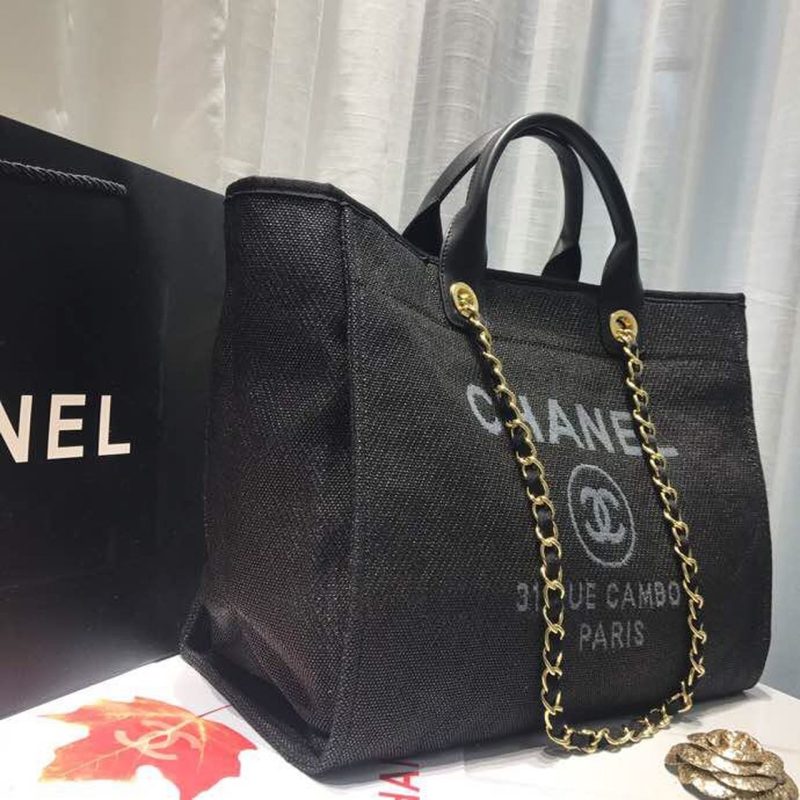 CHL Deauville Tote Canvas Bag Black/Grey/Multi For Wom14.9in/38cm - Image 4