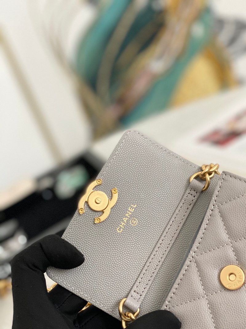 CHLMini Flap Bag Gold Toned Hardware Grey For Wom4.7in/12cm - Image 8