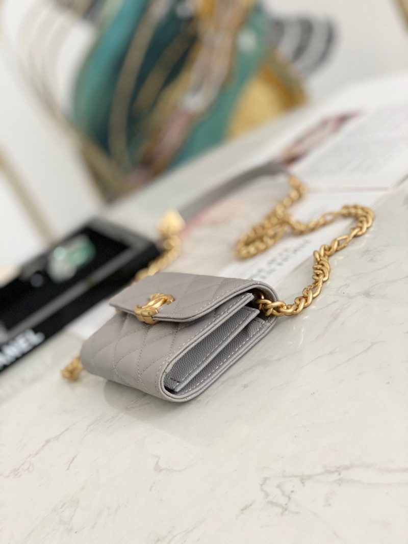 CHLMini Flap Bag Gold Toned Hardware Grey For Wom4.7in/12cm - Image 7