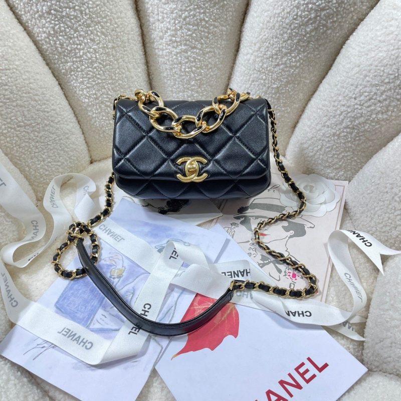 CHLMini Flap Bag Gold Hardware Black For Women, Women’s Handbags, Shoulder Bags 6.7in/17cm AS3365