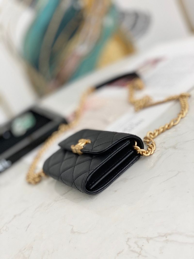 CHLMini Flap Bag Gold Toned Hardware Black For Wom4.7in/12cm - Image 7
