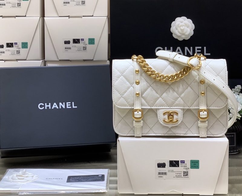 CHL Co Co Shoulder Bag Gold Chain White For Wom9.8in/25cm