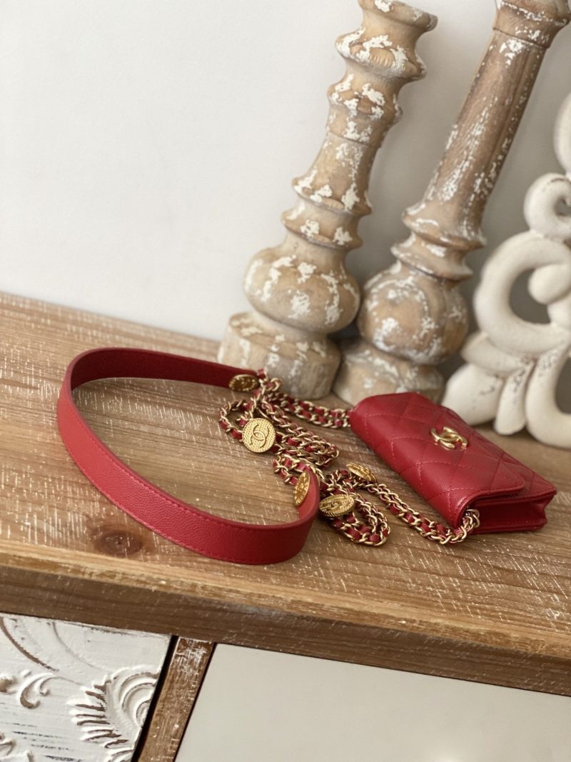 CHL Clutch With Chain Red For Women, Women’s Bags 4.8in/12.3cm - Image 9