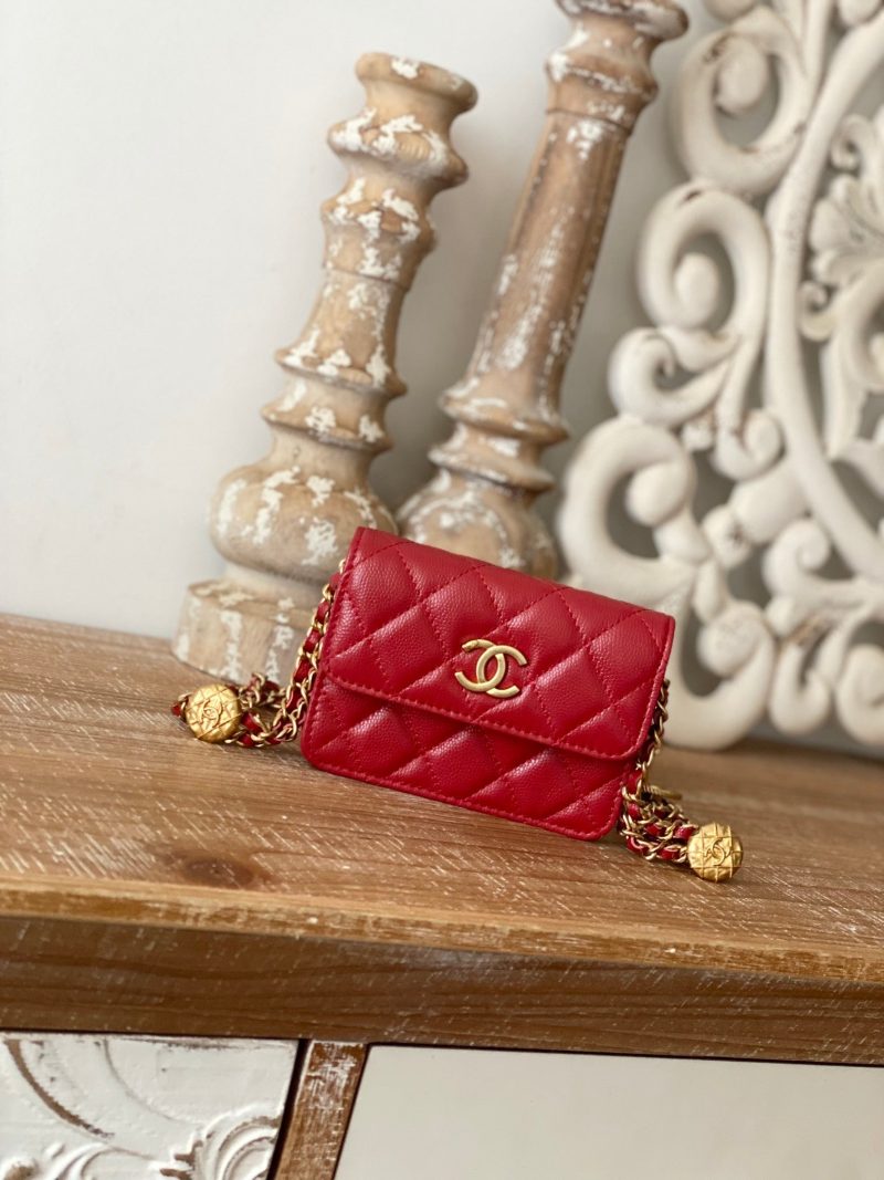 CHL Clutch With Chain Red For Women, Women’s Bags 4.8in/12.3cm