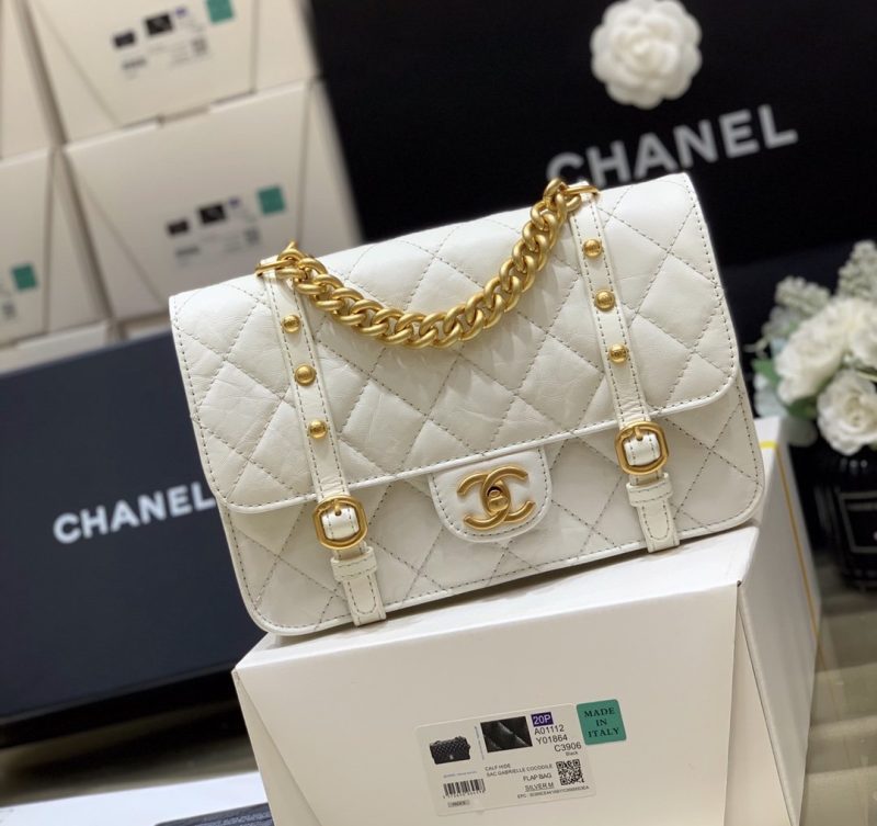 CHL Co Co Shoulder Bag Gold Chain White For Wom9.8in/25cm - Image 5
