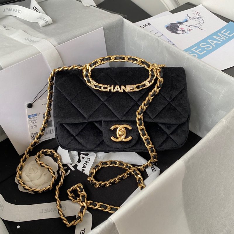 CHL Flap Bag Gold Hardware Black For Women, Women’s Handbags, Shoulder Bags 9.4in/24cm AS3451