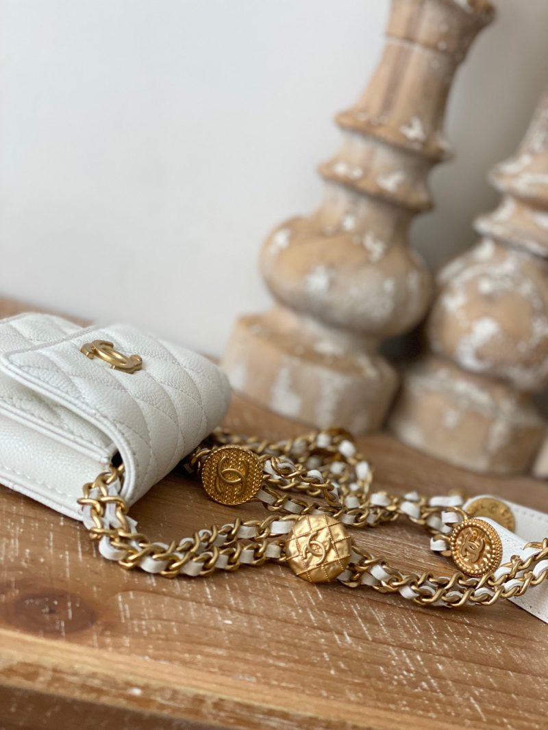 CHL Clutch With Chain White For Women, Women’s Bags 4.8in/12.3cm - Image 9
