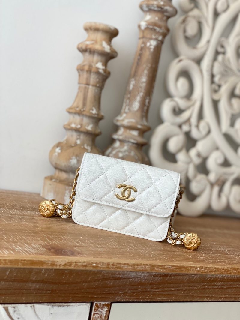 CHL Clutch With Chain White For Women, Women’s Bags 4.8in/12.3cm