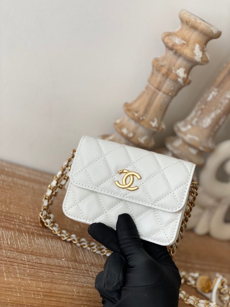 CHL Clutch With Chain White For Women, Women’s Bags 4.8in/12.3cm - Image 4